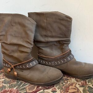 SUGAR Taupe Slouchy Boots with Decorative Strap